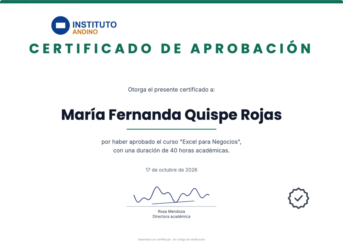 Modelo de certificado de aprobación