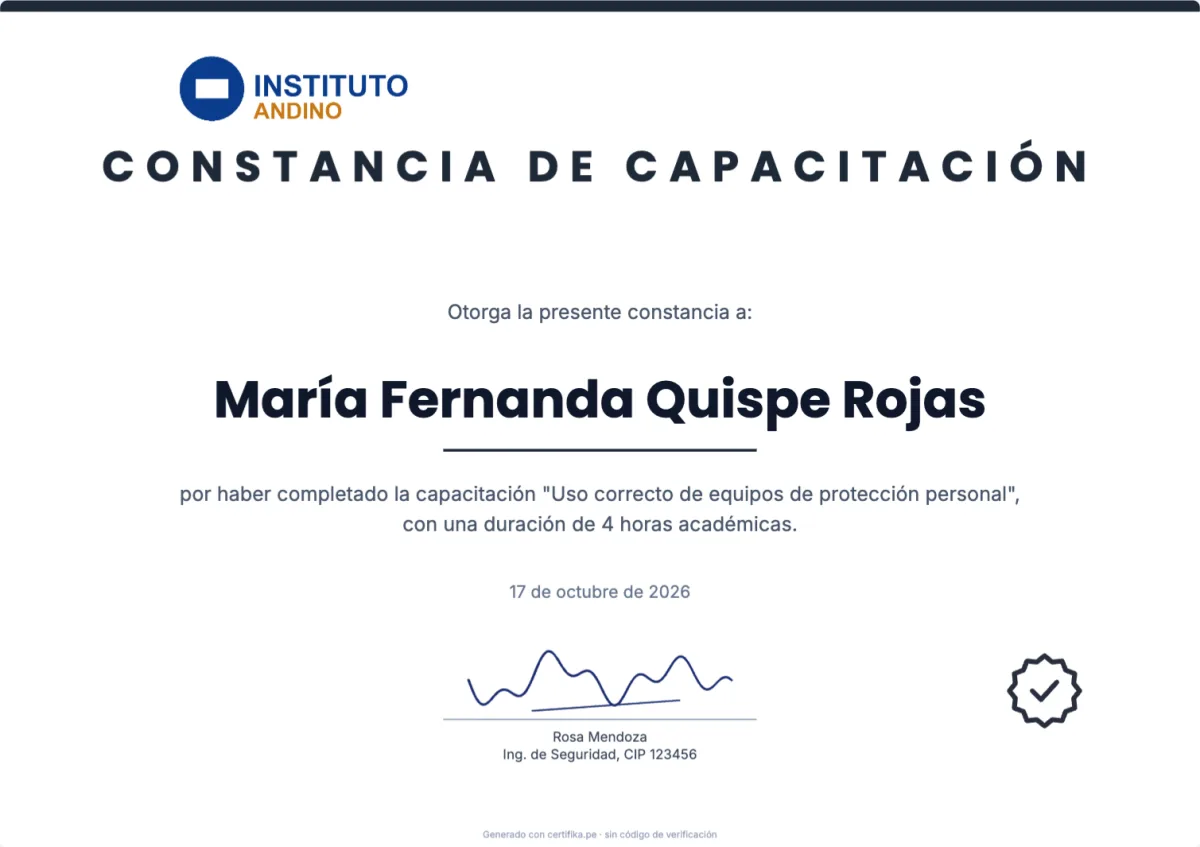 Modelo de constancia de capacitación para empresas