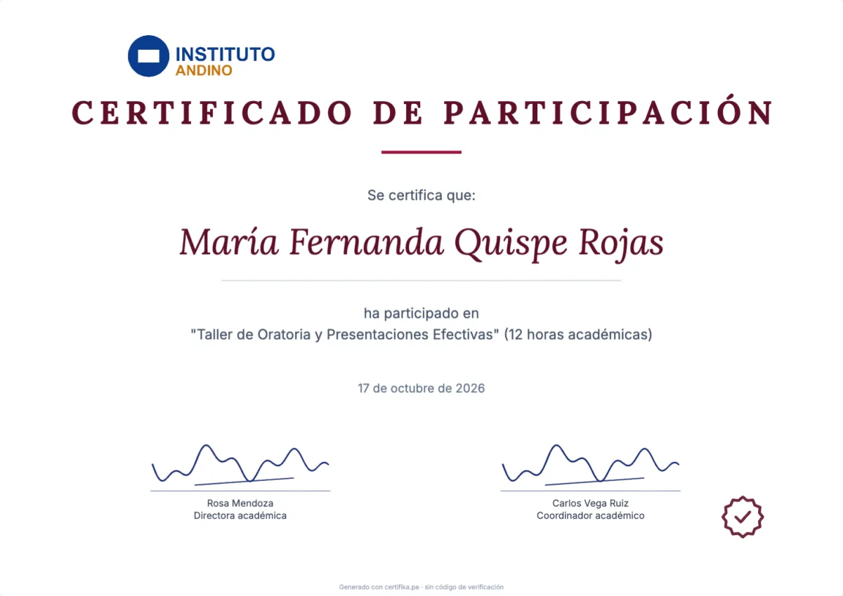 Modelo de certificado de participación