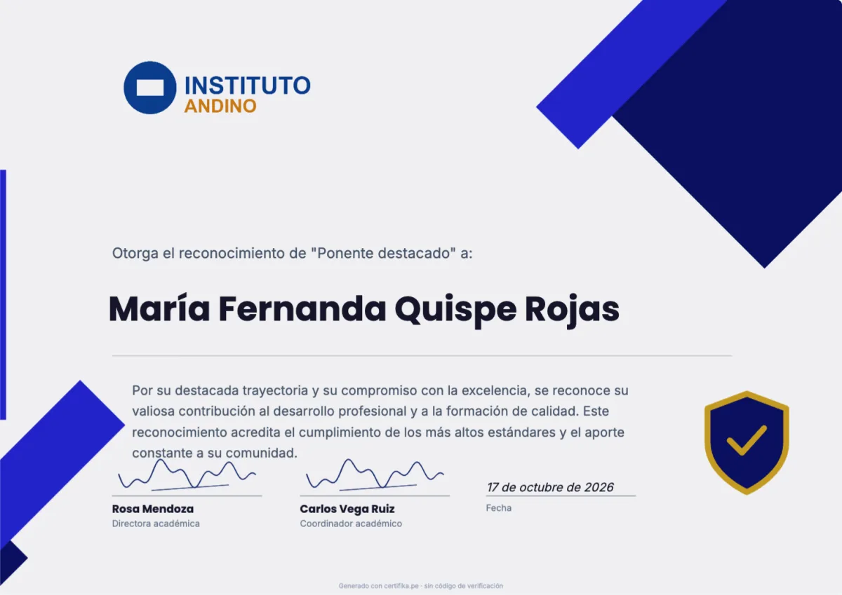 Modelo de certificado de reconocimiento